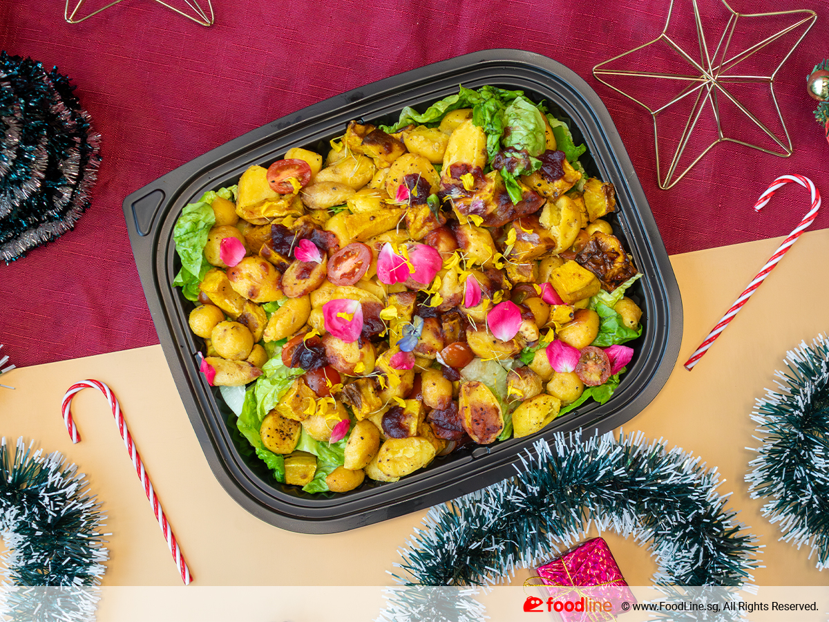 Harvest Pumpkin & Potato Salad with Cranberry Drizzle