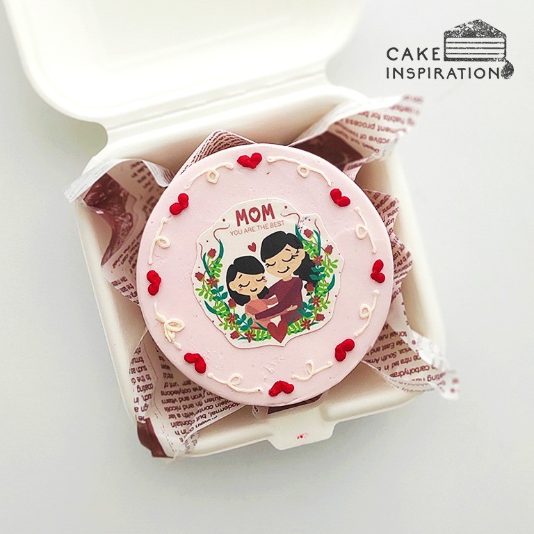 Simple Pastel Pink Round Bento Cake (M01) at $28.00 per Cake