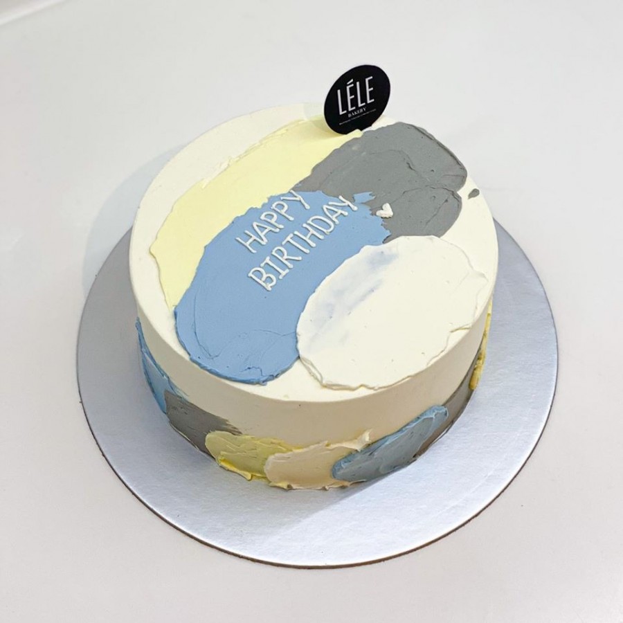 photo Korean Birthday Cake Ideas Green korean minimalist mono cake at 88 00